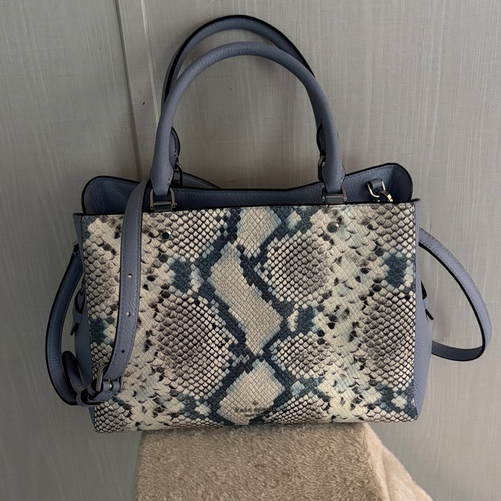 Kate Spade Blue and Cream Snake Print Shoulder Bag
